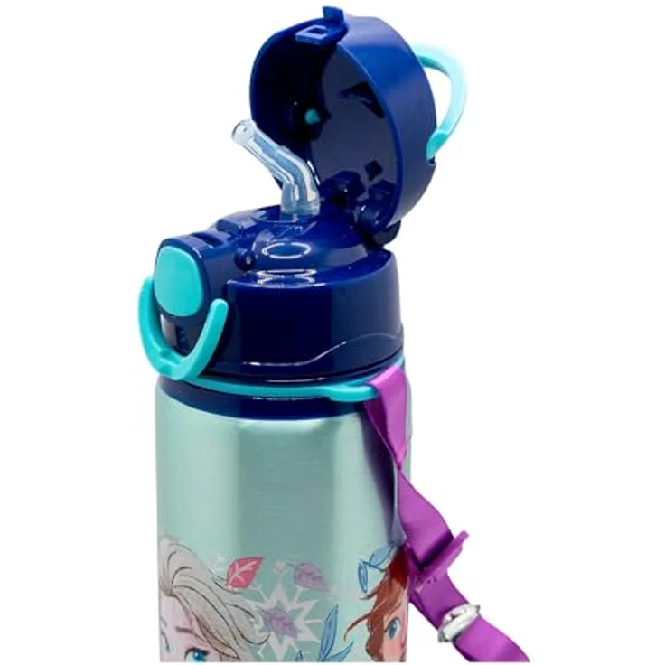 Stor Wiederverwendbare Pop Up Flasche aus Aluminium 730 ml mit Schultergurt | Frozen Snow Tale, BPA-frei, offizielles Lizenzprodukt – Bild 4
