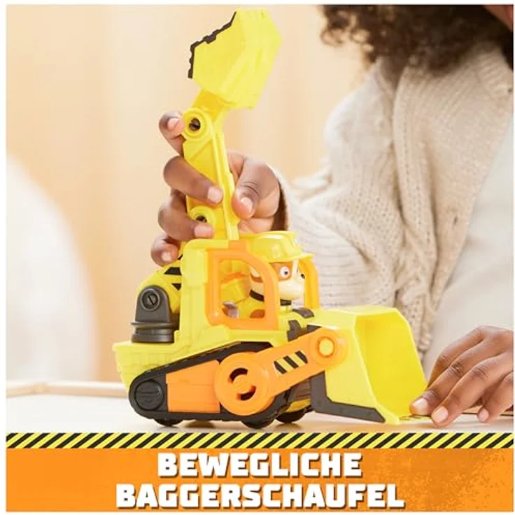 Spin Master Rubble & Crew, Core Vehicle Solid Rubble mit beweglicher Planierraupenschaufel und abnehmbarer Rubble-Spielfigur – Bild 3
