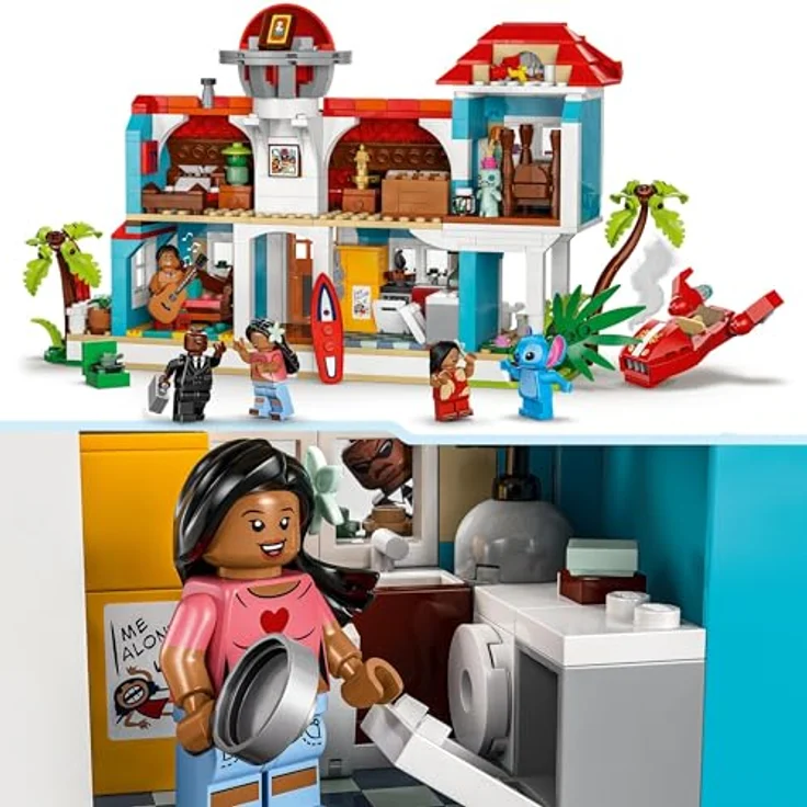 LEGO ǀ Disney Das Strandhaus aus „Lilo und Stitch“ - Bauspielzeug mit 6 Zimmern, Sternwarte, Raumschiff und 5 Minifiguren - Geburtstagsgeschenk für Mädchen & Jungen ab 9 Jahren und Fans 43268 – Bild 3