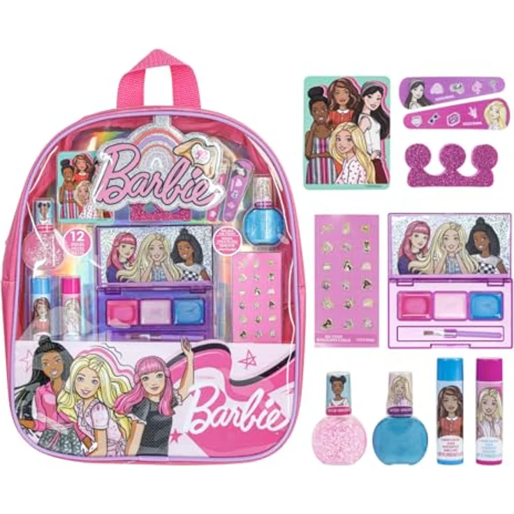 Townley Girl Barbie Make-up Rucksack Set, inkl. Lippenbalsam, Nagellack, Haarbögen, 3+ für Partys und Sleepovers – Bild 1