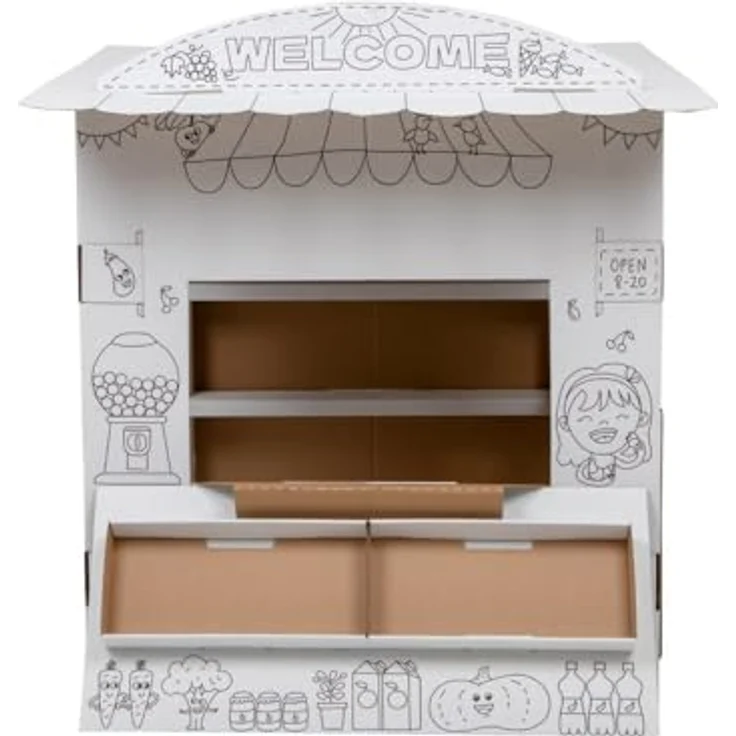 adam toys Tektorado Spielhaus aus Pappe, Karton-Bastelset zum Bemalen und Spielen für Kinder ab 3 Jahren, Indoor & Outdoor, Packmaß 50 x 98 x 5 cm – Bild 2