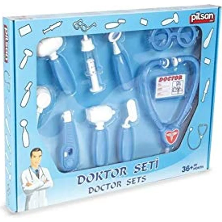 Pilsan Kinder-Arztset 03232, 9-teilig, Spritze, Stethoskop, Otoskop, Arztausweis pink – Bild 2