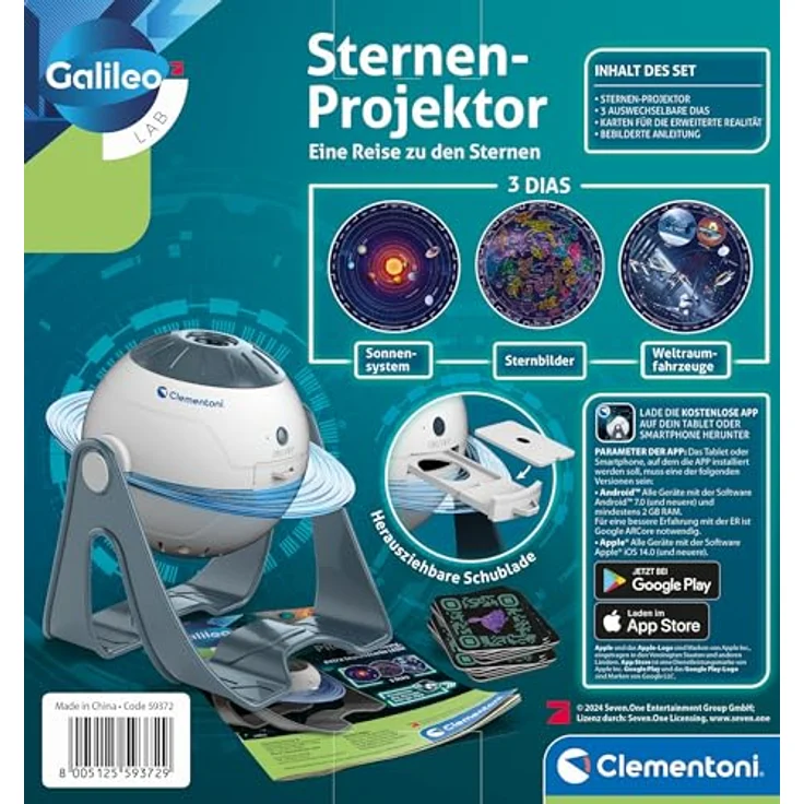 Clementoni Galileo Lab Sternen-Projektor - Interaktive Himmelsbeobachtung & innovative App-Funktionen - Planetarium Spielzeug für Kinder ab 8 Jahren, 59372 – Bild 2