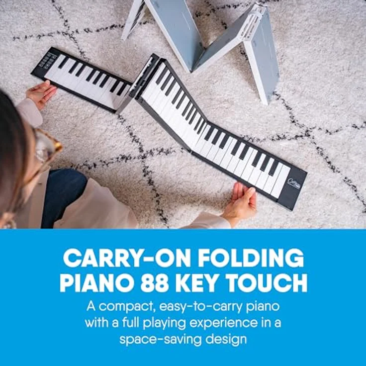 Blackstar Folding Piano, 88 Tasten, tragbares Klavier mit echtem Anschlag, schwarz – Bild 2