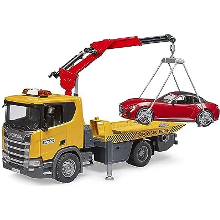 bruder 03552 - Scania Super 560R Abschlepp-LKW mit Light & Sound Modul, Roadster - 1:16 Fahrzeuge, Abschleppwagen, Pannenhilfe, Abschlepper, Transporter, Cabrio, Spielzeug ab 4 Jahre – Bild 1