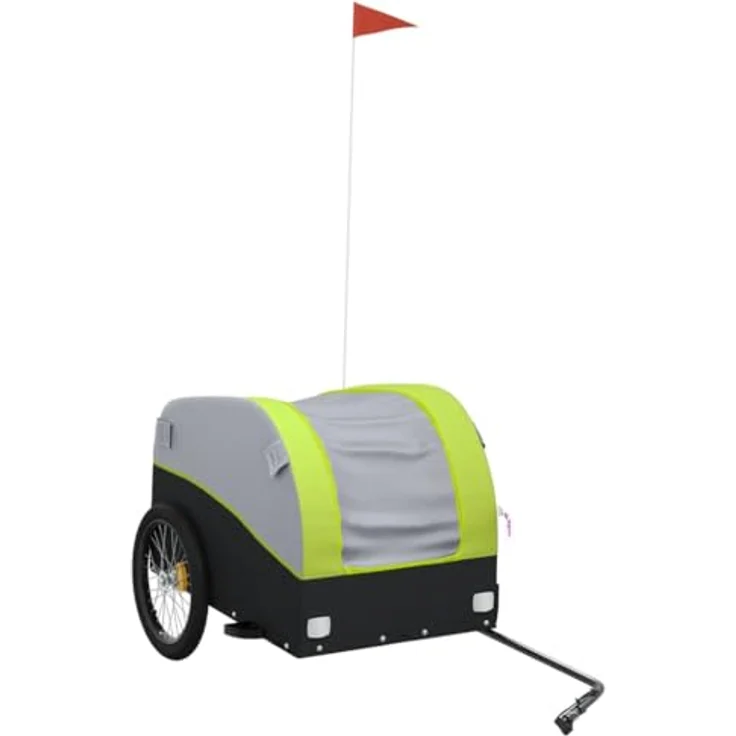 vidaXL Fahrradlastenanhänger Fahrradanhänger Schwarz und Grün 45 kg Eisen, Robustes Material und Cleveres Design – Bild 1