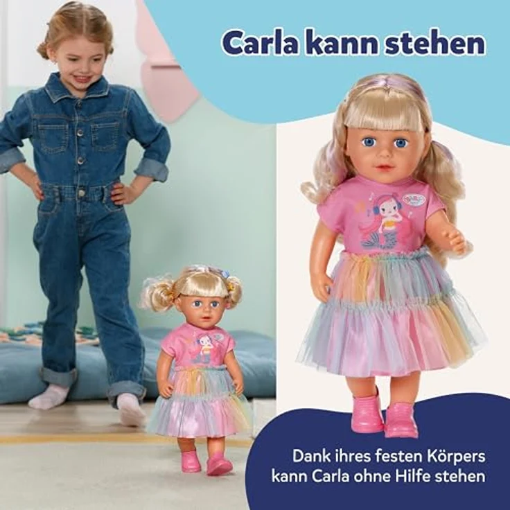Baby Born Babypuppe Carla 43 cm, bewegliche Puppe mit Haarbürste und frisierten Accessoires, wasserfest – Bild 4