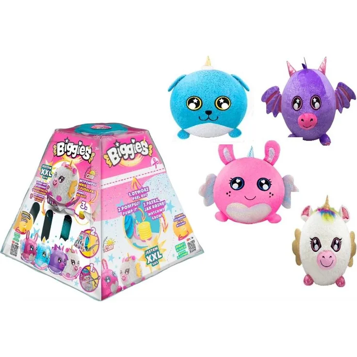 Cobi Biggies! Pumpendes Maskottchen, XXL Plüschballtier mit Pumpe, Hund/Hase/Drache/Einhorn, Durchmesser 45 cm