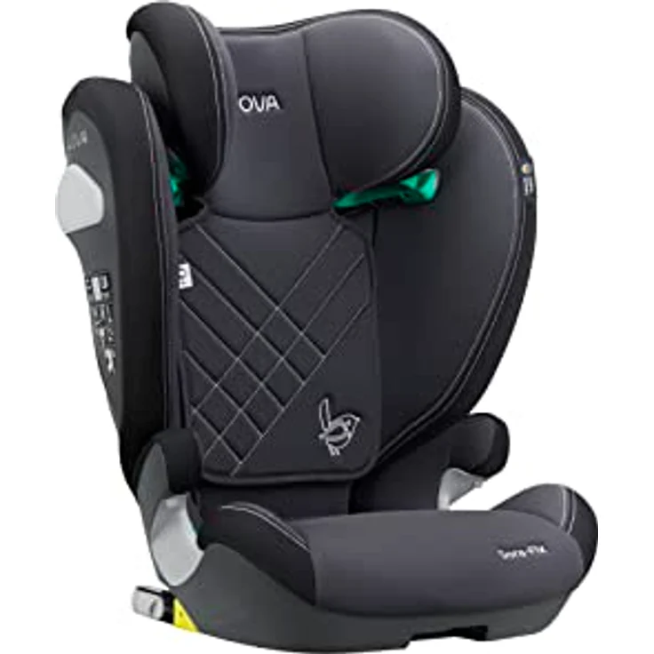 Avova Kindersitz Sora-Fix i-Size mit Isofix - Grey & Black, 100 cm - 150 cm / 3 Jahre bis 12 Jahre, Made in Germany, V-förmige Rückenlehne, 12-fach verstellbare Kopfstütze – Bild 6