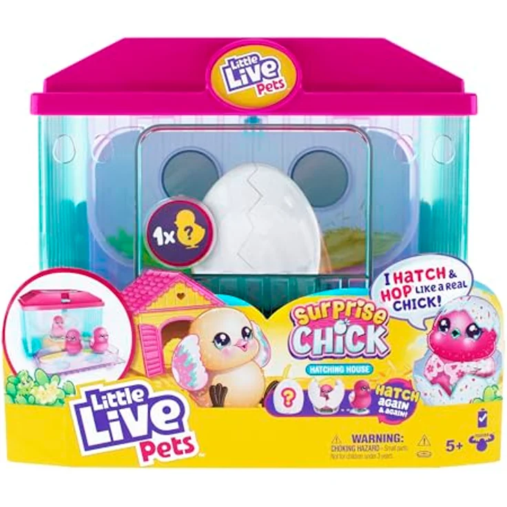 Little Live Pets Surprise Chick Küken-Spielset; Niedliches, interaktives Küken mit Spielzeug-Brutkasten mit herunterklappbarer Wand und Tragegriff – Bild 2
