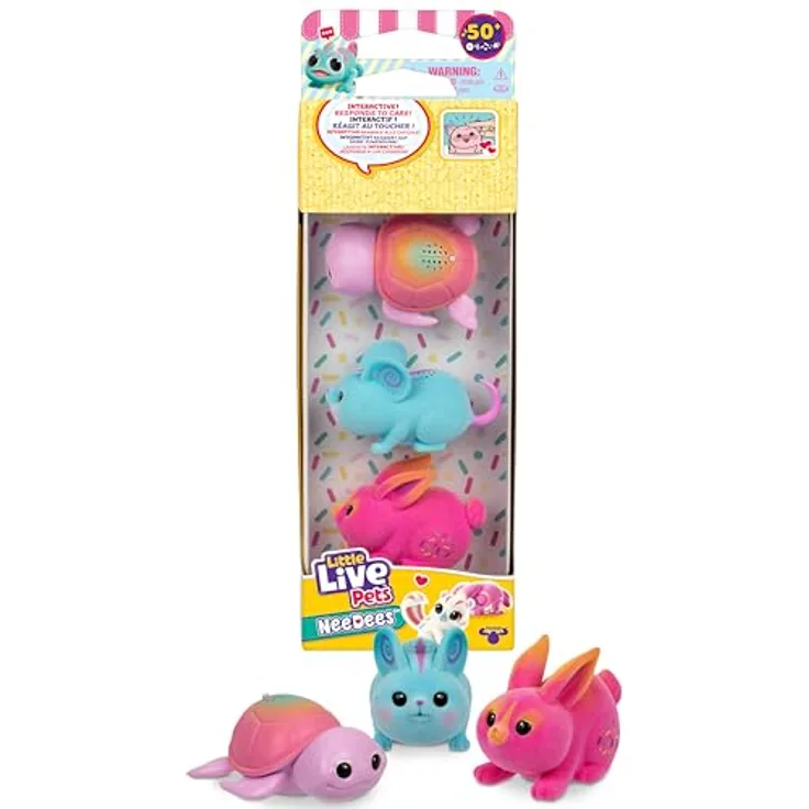 LITTLE LIVE PETS NeeDees 3er-Pack, Elektronische Haustiere Serie 2 mit interaktiven Funktionen, Candy-Serie