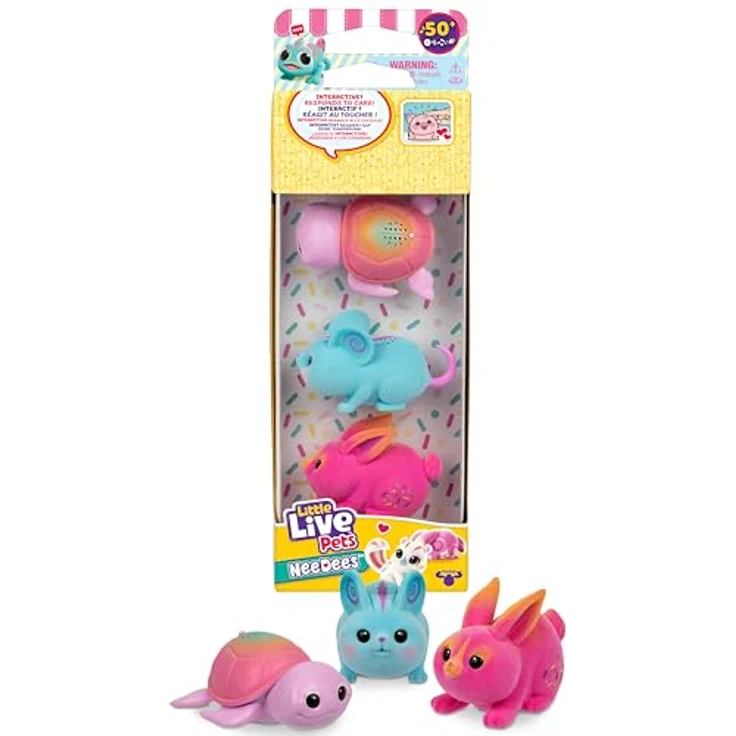 LITTLE LIVE PETS NeeDees 3er-Pack, Elektronische Haustiere Serie 2 mit interaktiven Funktionen, Candy-Serie – Bild 1