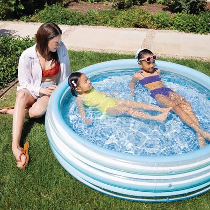 Intex Blue Biss Aufblasbarer Pool, Ø147 x 33 cm, 330 l, Design mit bedrucktem Mosaikboden, drei durchscheinende blaue Ringe, robustes Vinyl, für Kinder ab 2 Jahren (58467) – Bild 4