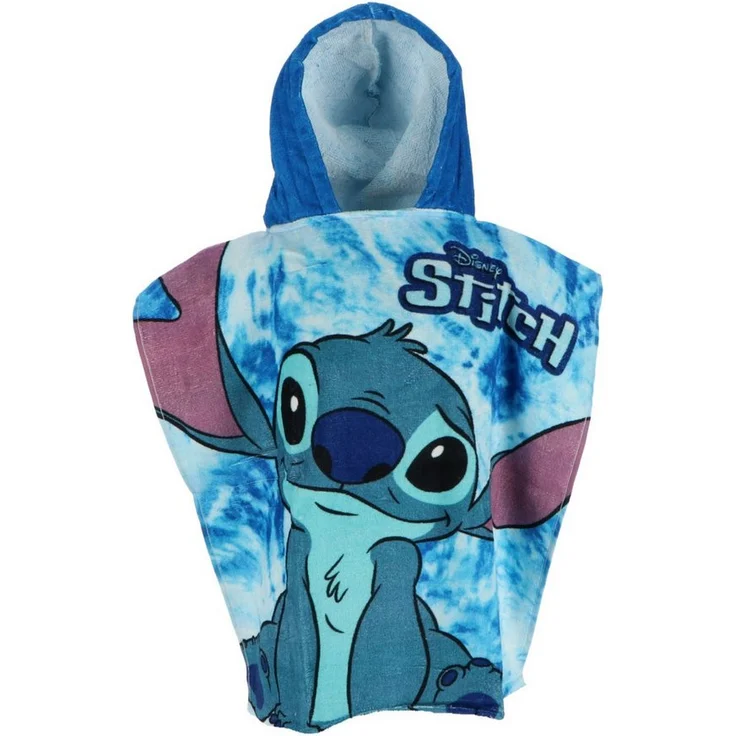Lilo & Stitch Badeponcho Disney Lilo & Stitch Kapuzen-Badeponcho Bademantel für Kinder, 100% Baumwolle, 110 cm Höhe, 55 cm Breite, 320 g, blau – Bild 1