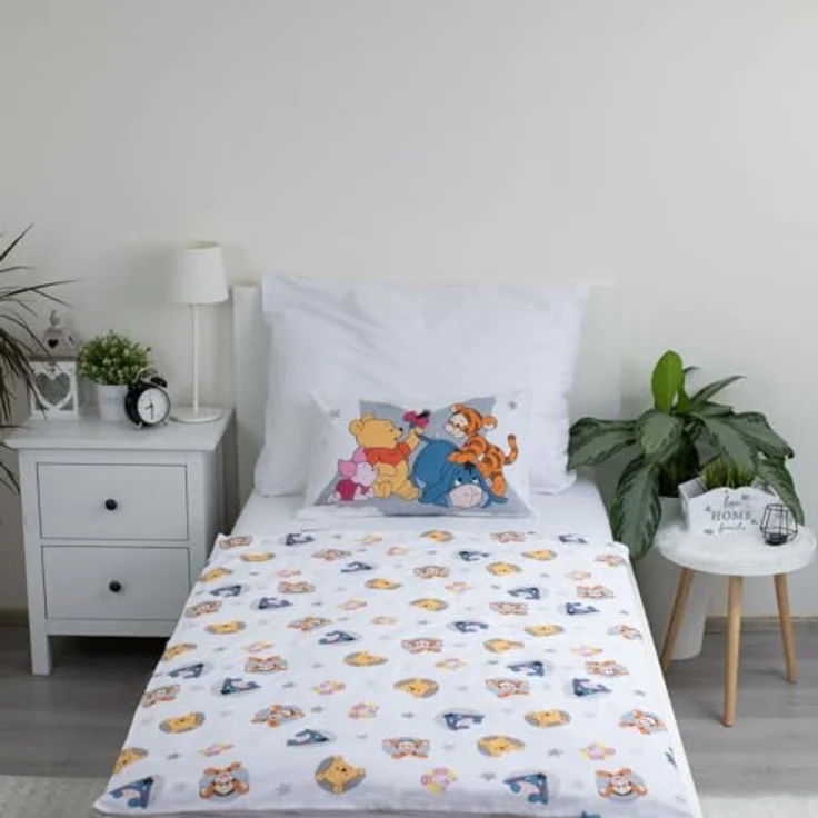 Jerry Fabrics Bettwäsche Winnie Puuh und seine Freunde, Wendebettwäsche für Babys oder kleines Bett, 100 % Baumwolle, mit Tigger, I-Aah und Ferkel – Bild 4