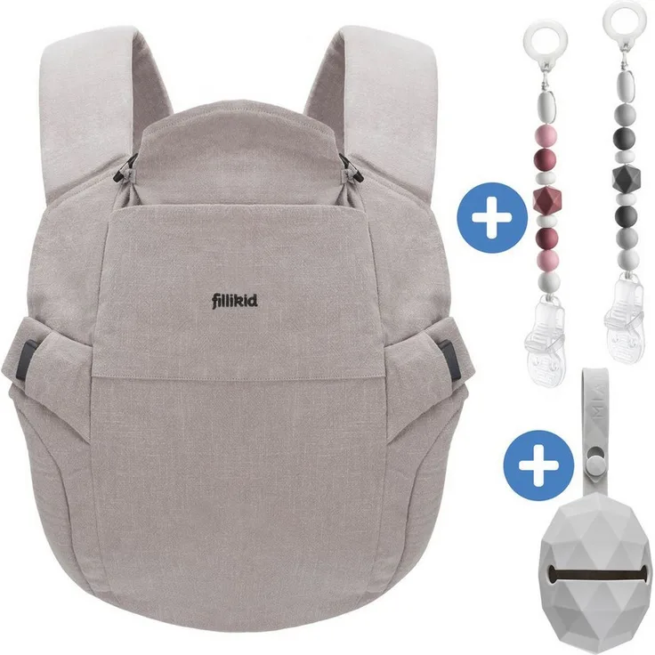 Fillikid Babytrage Natural, Bauch-, Hüft- und Rückentrage für Babys ab 3,5 kg, nachhaltig aus Baumwolle und Ramie, maschinenwaschbar