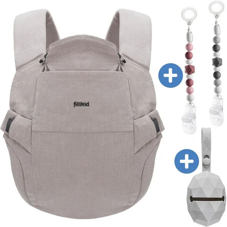 Fillikid Babytrage Natural, Bauch-, Hüft- und Rückentrage für Babys ab 3,5 kg, nachhaltig aus Baumwolle und Ramie, maschinenwaschbar