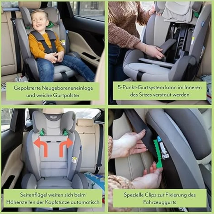 Graco FlexiGrow R129, Kindersitz ab 15 Monate, 2-in-1 mit Safety Surround und höhenverstellbarer Kopfstütze, schwarz – Bild 3