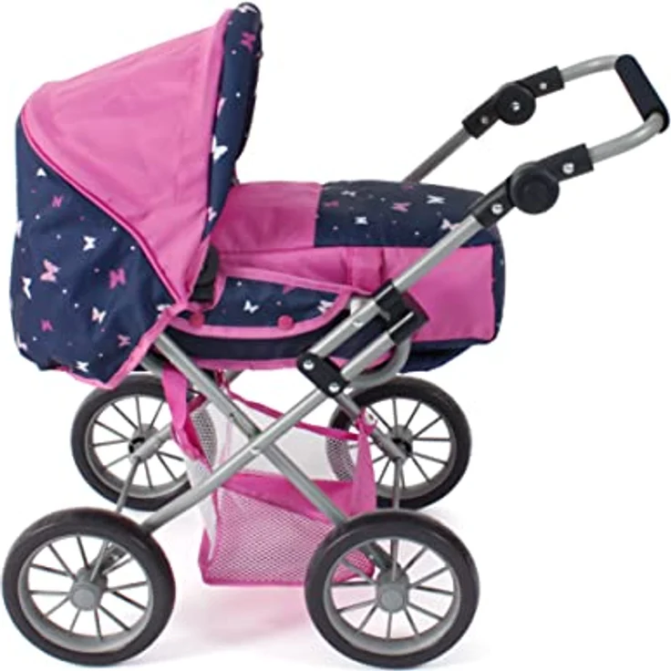 Bayer Chic 2000 - Puppenwagen Leni, 2in1 Kombipuppenwagen mit herausnehmbarer Tragetasche, Butterfly Navy-pink, 560-33, 64 x 37 x 68 cm – Bild 2