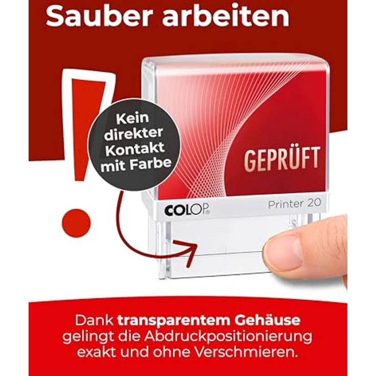 COLOP Stempel Printer 20/L Geprüft, Textstempel mit fertigem Lagertext, selbstfärbend – Bild 5