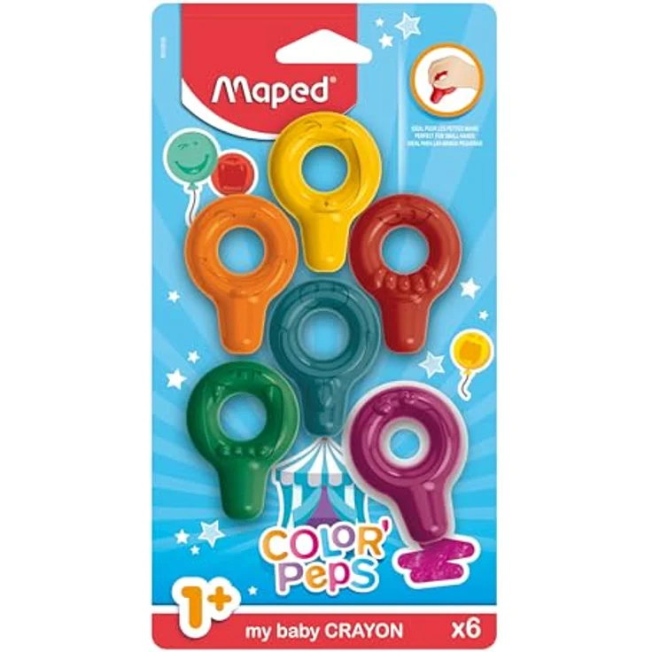 Maped - ergonomische Baby-Wachsmalringe COLOR'PEPS - 6 Stück - spielerisch & einfacher Griff: ideal für die Kleinsten – Bild 2