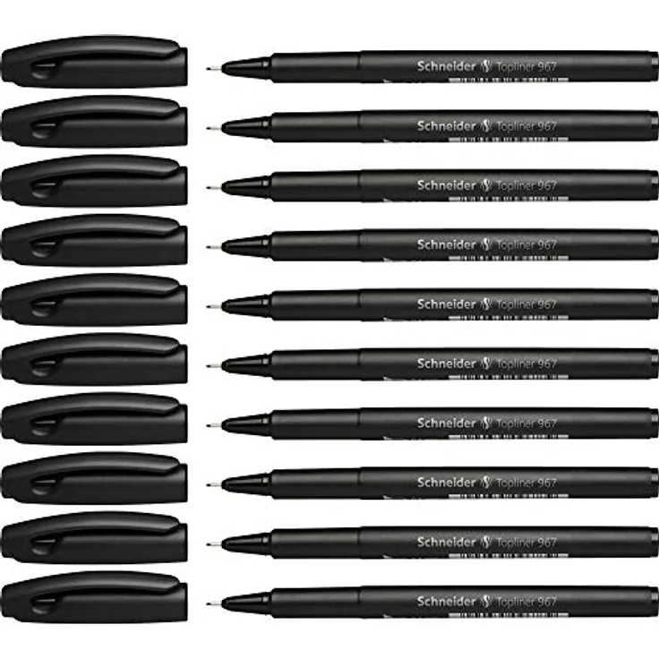 Schneider Topliner 967 Fineliner schwarz, 0,4 mm, 10 St., wasserbasierte Tinte, recyceltes Gehäuse