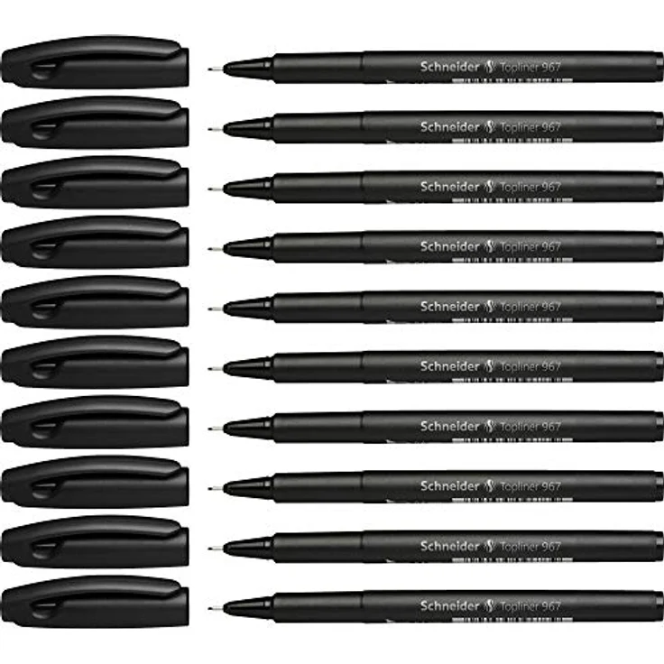 Schneider Topliner 967 Fineliner schwarz, 0,4 mm, 10 St., wasserbasierte Tinte, recyceltes Gehäuse – Bild 1