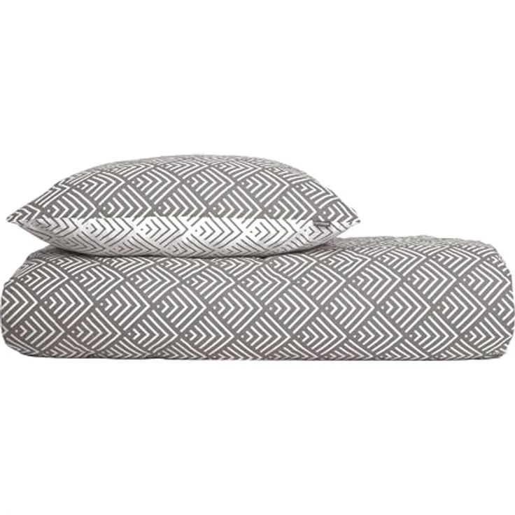 Schiesser Bettwäscheset Mabel | Renforcé | 100% Baumwolle aus nachhaltiger Produktion | 155x200 cm + 80x80cm | Grau