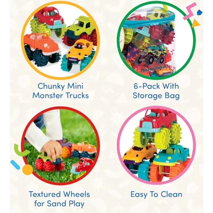 Battat Mini Monster Trucks – Set mit 6 Mini Trucks mit Aufbewahrungstasche für Kinder ab 2 Jahren – Bild 5