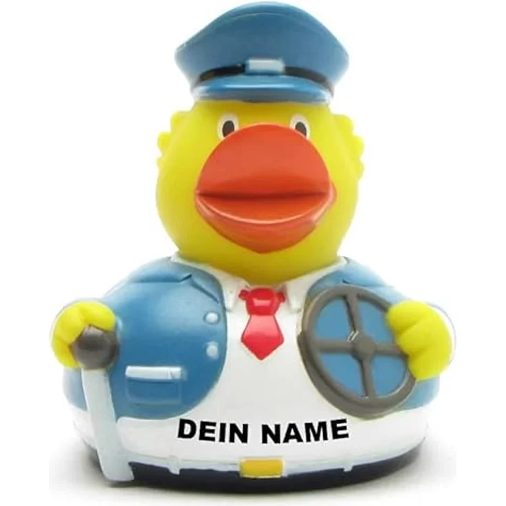 Duckshop Badeente - personalisierbar, Busfahrer Ente mit individuellem Wunschtext bis 10 Zeichen, Maße: 8x7x7,5 cm – Bild 1