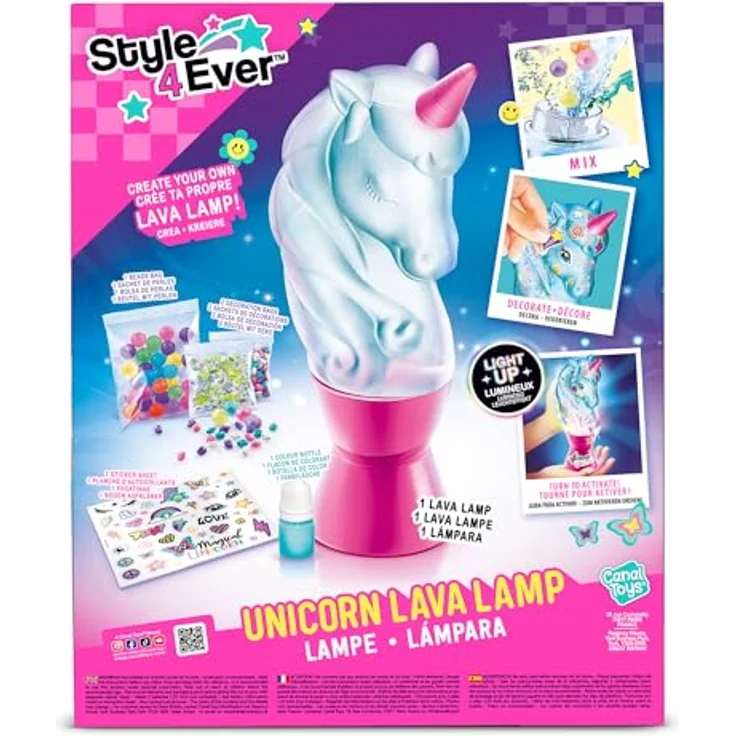 Style 4 Ever Gør-Det-Selv Enhjørningelavalampe, Experimentierkasten zur kreativen Gestaltung einer mehrfarbigen Einhorn-Lava-Lampe für Kinder ab 8 Jahren – Bild 4