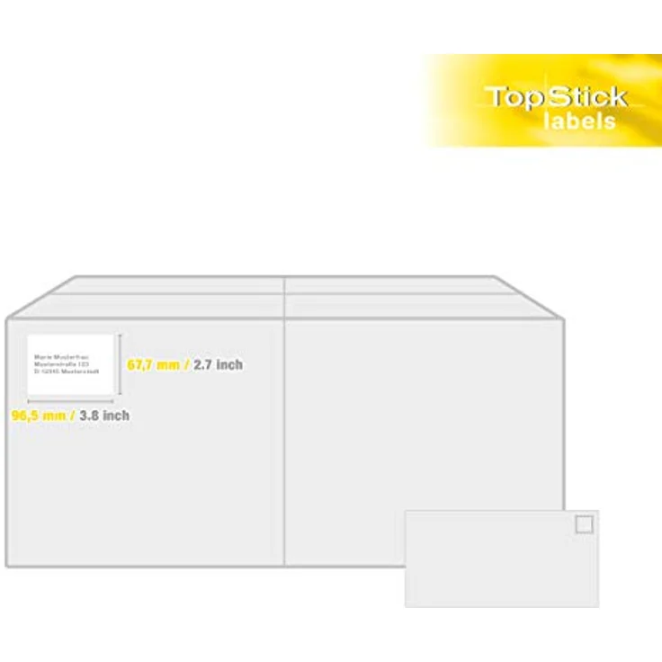 TopStick 8739 Universal Etiketten, 8000 Stück, selbstklebend, matt, 96,5 x 67,7 mm, weiß, für Laserdrucker und Inkjet Tintenstrahldrucker – Bild 5