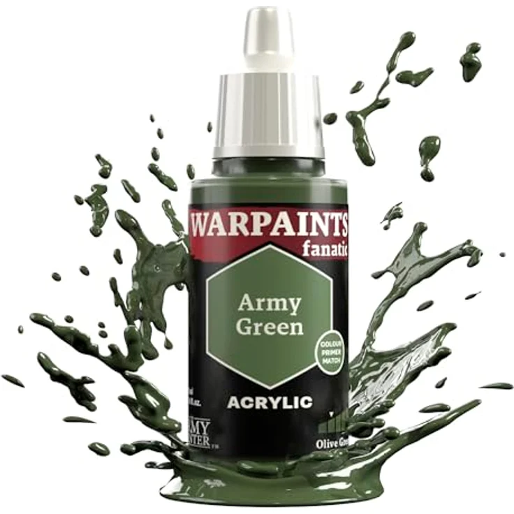 The Army Painter Warpaints Fanatic Army Green, hochwertige Acrylfarbe für Miniaturmalerei mit unübertroffener Deckkraft – Bild 1
