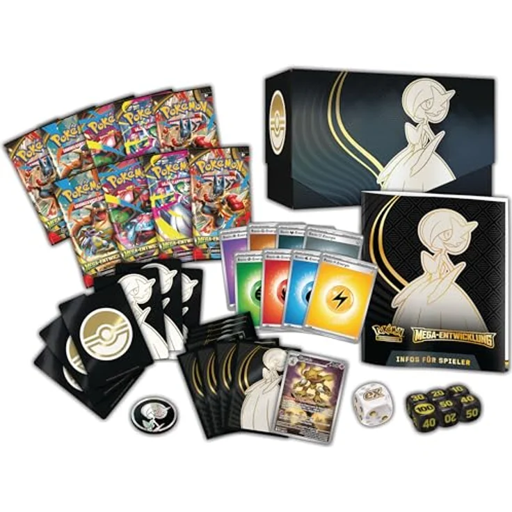 Pokémon Top-Trainer-Box Mega-Entwicklung: Guardevoir mit 1 holografischer Vollbild-Promokarte, 9 Boosterpacks, 65 Kartenhüllen, 40 Energiekarten und Zubehör – Bild 5