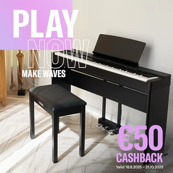 Yamaha P-225, 88-Tasten Keyboard mit gewichteten Tasten, integrierten Equalizer und Kopfhöreranschluss, Weiss – Bild 2