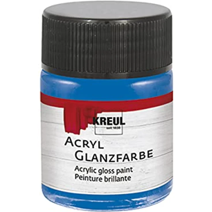 KREUL Acryl Glanzfarbe 79534, 50 ml in Blau, glänzend-glatt, schnelltrocknend, auf Wasserbasis, speichelecht, deckend – Bild 1