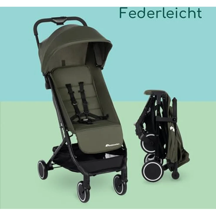 BEBE CONFORT Bebeconfort Soko Superkompakter Kinderwagen, 0-15 kg, Mineral Green, Einhändiges Klappsystem, Leichtgewichtig – Bild 3