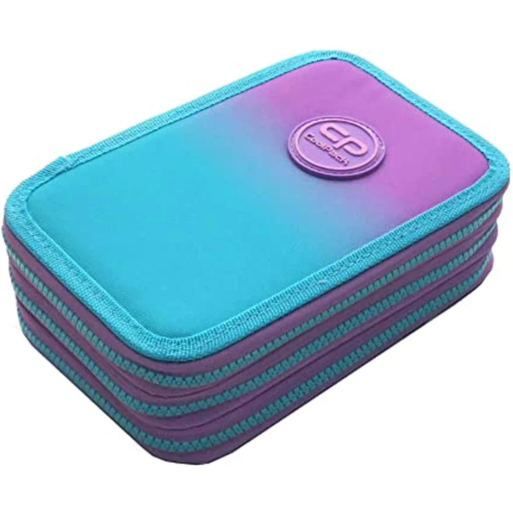 CoolPack XXL Pencil Case 3-Fächer Federmäppchen, lila Ombre mit 44-teiligem Schulmaterialset, wasserdicht und kratzfest – Bild 5