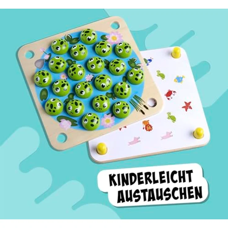 Noris Mein Frosch Memo-Spiel, Legespiel mit Holzfröschen für Kinder – Bild 4