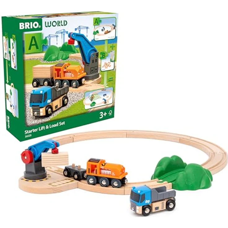 BRIO® Spielzeug-Eisenbahn BRIO® WORLD, Starterset Güterzug mit Kran A, 14-teilig, Made in Europe, FSC®-zertifiziert – Bild 1