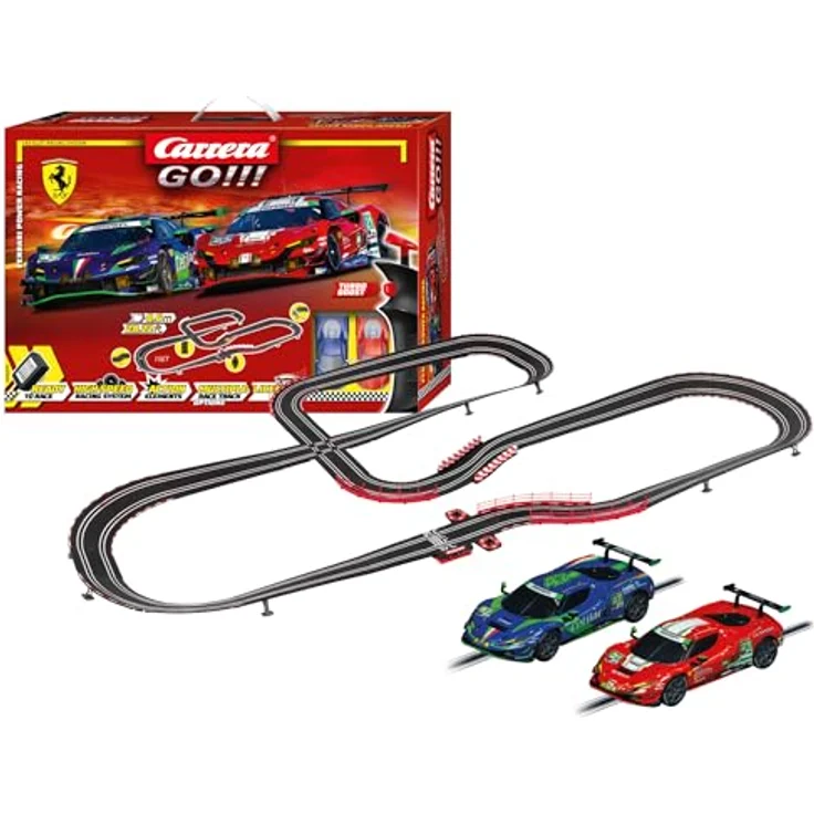 Carrera GO!!! Ferrari Power Racing Set, 8,6 Meter Rennbahn mit lizensierten Ferrari 296 GT3 Slotcars, für bis zu 2 Spieler, ab 6 Jahren – Bild 1