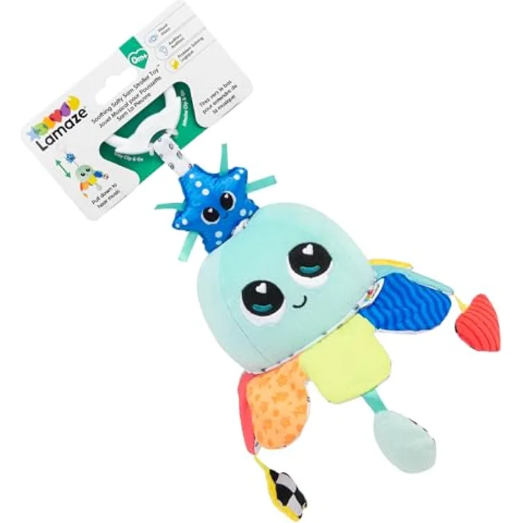 Lamaze Beruhigender Salty Sam, Musikalisches Plüschspielzeug mit Sanften Klängen und Weichen Texturen, Sensorisches Entwicklungsspielzeug mit Bauchlage-Unterstützung, Ab Geburt Geeignet