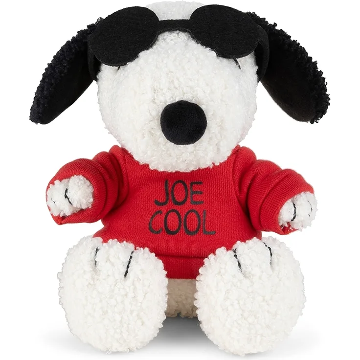 Snoopy Kuscheltier Joe Cool, handgefertigt aus recyceltem Polyester, creme rot, 20 cm