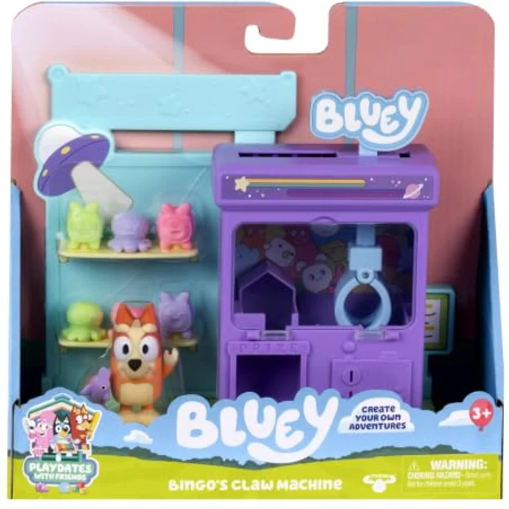 BlueY Mini-Spielset Bingos Greifautomat mit 6 Geschenken, exklusive Bingo-Figur 6,3 cm, bewegliche Gelenke, inspiriert von „Der Greifer“ – Bild 1