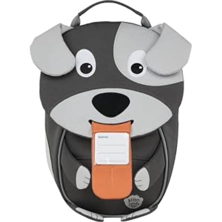 Affenzahn Kleiner Freund Kindergarten-Rucksack für 1-3 Jährige, ergonomisch und reflektierend mit Ziehzunge und Namensschild, Hund-Design, Grau – Bild 5
