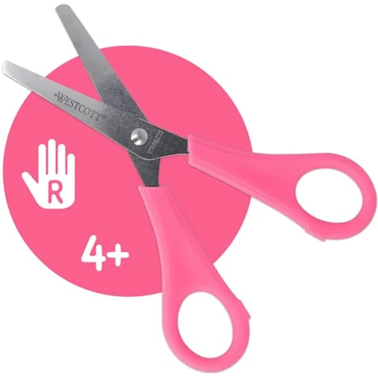 WESTCOTT Papierscheren Kids, Bastelschere 13 cm, mit farbigen Kunststoffgriffen und rostfreier Edelstahlklinge, für Rechtshänder – Bild 5