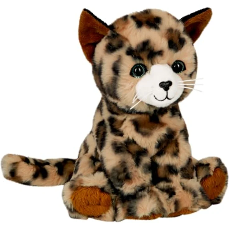 Die Spiegelburg Coppenrath Lustige Tierparade – Plüsch Katze Cleo, sitzend, 20 cm, Leo-Muster mit glitzernden grünen Augen – Bild 1