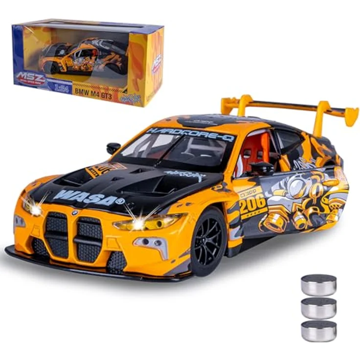 Jamara BMW M4 GT3 Diecast 1:24, ferngesteuertes Spielzeugauto in gelb mit Knopfzellen شامل – Bild 1