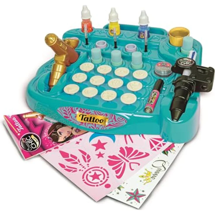 Clementoni® Kreativset Crazy Chick, Tattoo-Studio mit Körperstift, Schablonen und Tattoo-Buch, fördert Kreativität und Geschicklichkeit – Bild 6
