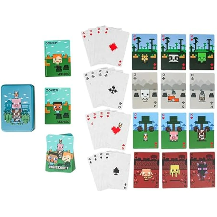 Paladone Minecraft Offiziell lizenzierte Tierspielkarten Dose - Gamer Geschenkset, 52 Karten, Aufbewahrungsdose, Standard Deck - für Jungen und Mädchen – Bild 2